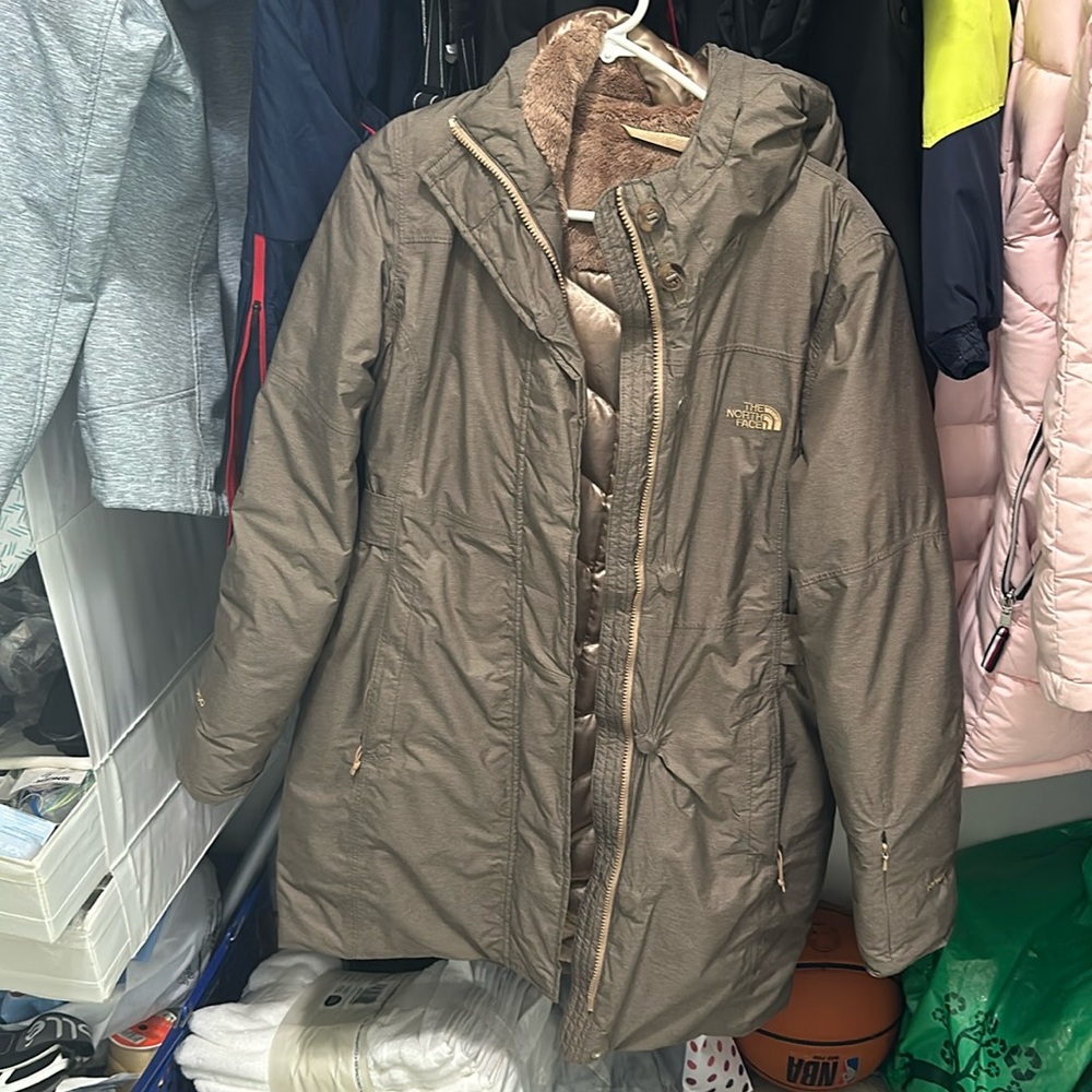 North Face gold, small winter jacket.